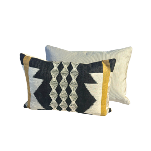 Coussin Lombaire Double Face tissu motif et tissu uni (56x37 cm)