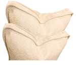 Coussin Carré Cosy en Tissu Bouclette Beige Clair (53x49 cm)
