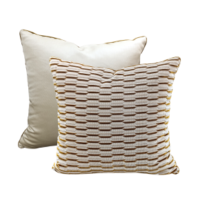 Coussin carrée en Jute & Coton, Motif Géométrique Texturé (50x50 cm)