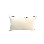 Coussin Lombaire rectangulaire Luxe en Velours Beige avec Passepoil Noir (52x32 cm)