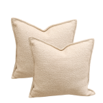 Coussin Carré Cosy en Tissu Bouclette Beige Clair (50x45 cm)