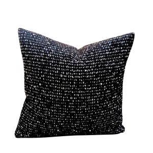 Coussin Carré Texturé Noir & Blanc Effet Bouclette/Zèbre (47x42 cm)