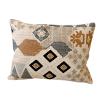 Coussin Rectangulaire Artisanal Double Face à Motifs Géométriques Brodés (50x37 cm)