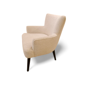 Fauteuil Club Design en Tissu Bouclette Crème – Style Scandi-Chic
