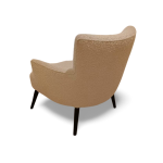 Fauteuil Club Design en Tissu Bouclette Crème – Style Scandi-Chic